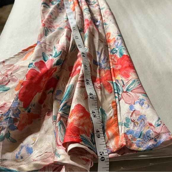 Paper Heart Pink Satin Slip Dress with Spaghetti Straps with Front Slit - Picture 9 of 9